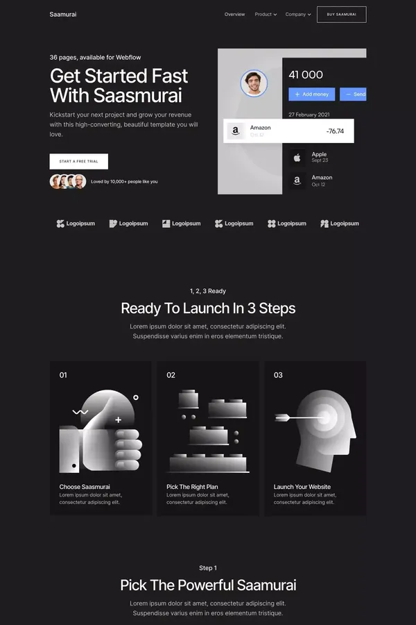 Saamurai Webflow Template - Template design inspiration