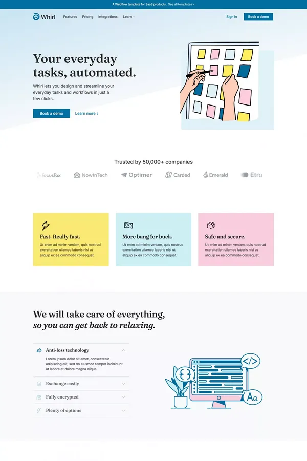Whirl - Webflow HTML website template - Template design inspiration