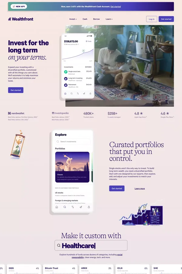 Invest for the long term on your terms | Wealthfront - Landing design inspiration