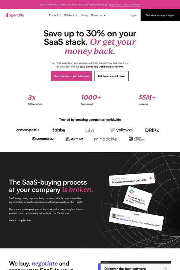 Save up to 30% on your SaaS stack with Spendflo.