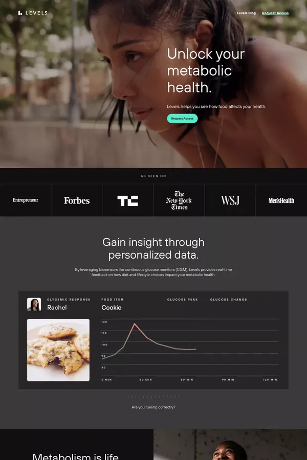 Levels - Metabolic Fitness Program - Landing design inspiration