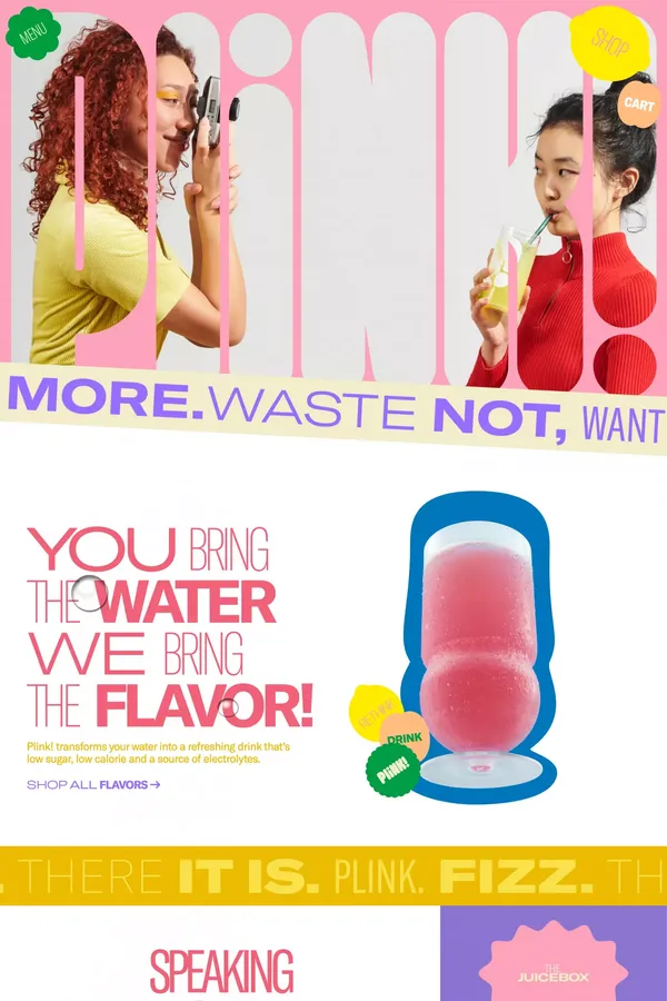 PLINK! - You Bring The Water, We Bring the Flavor - Ecommerce design inspiration