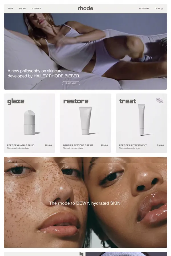 rhode skin by hailey rhode bieber - Ecommerce design inspiration