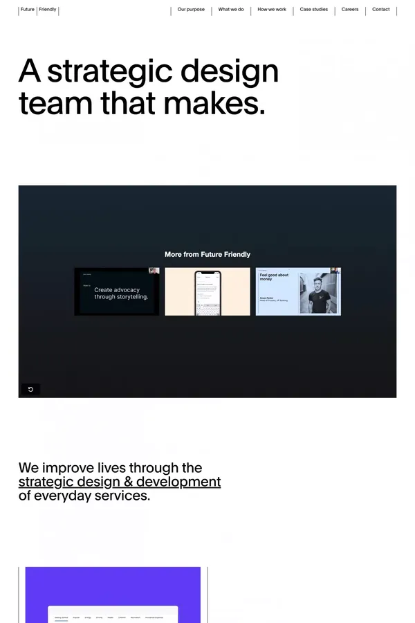 Future Friendly (Formerly Mentally Friendly) - Digital service strategy & product delivery. - Portfolio design inspiration