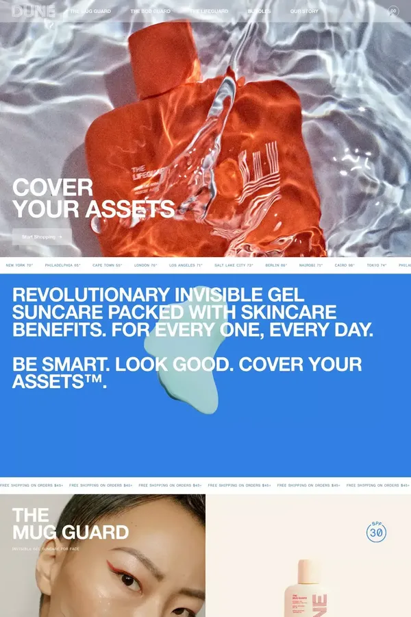 Dune Suncare - Ecommerce design inspiration