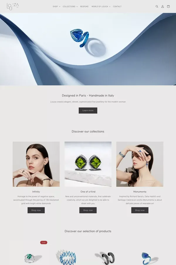 Louiza Jewellery | Designed in Paris - Handcrafted in Italy - Ecommerce design inspiration