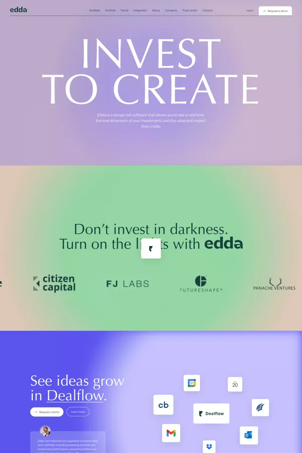 Investto create - Edda - Landing design inspiration