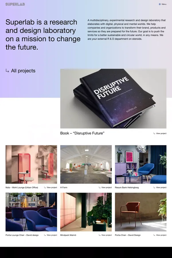 Superlab on a mission to change the future. - Portfolio design inspiration