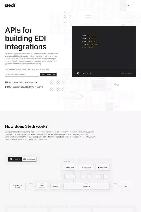 APIs for building EDI integrations - website design inspiration