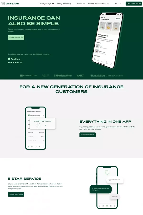Getsafe | Insurance can also be simple. | Download Our App! - Landing design inspiration