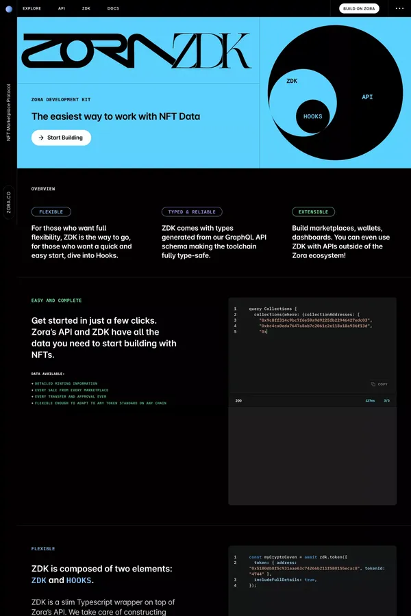 Zora ZDK - Landing design inspiration