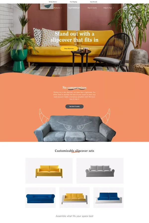 Homeleon | Personalize Your Comfort Zone with our Slipcovers - Ecommerce design inspiration