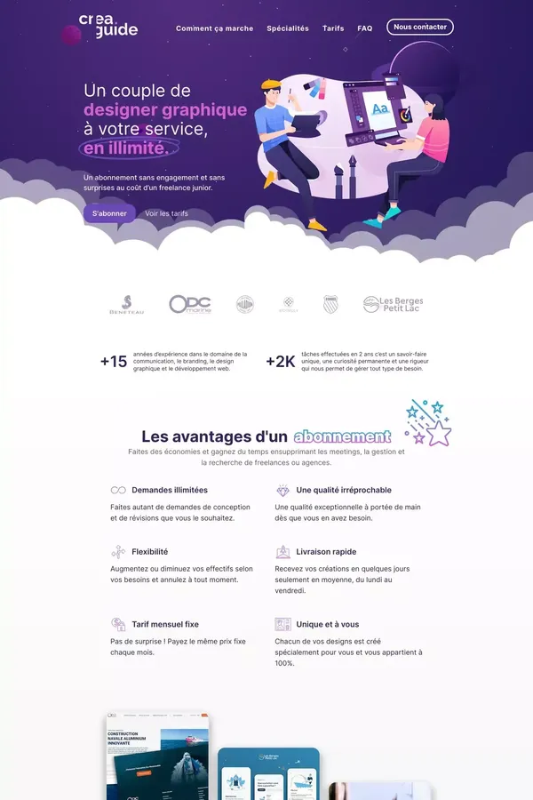 Creaguide - Service de design graphique en illimité par abonnement - website design inspiration