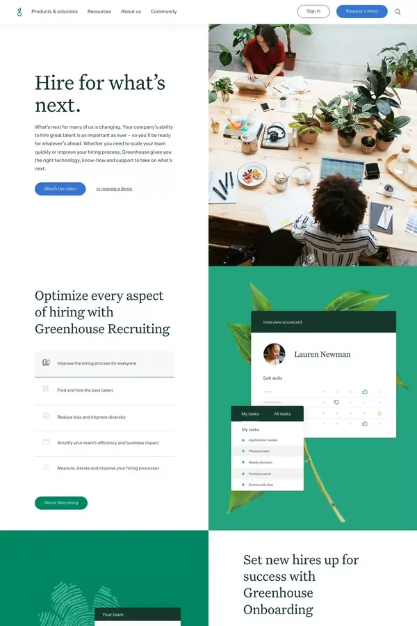Bewerbermanagementsystem und Recruiting-Software | Greenhouse - Landing design inspiration