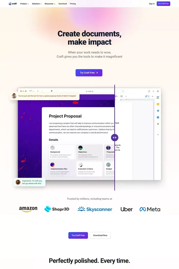 Craft - The Future of Documents - Landing design inspiration