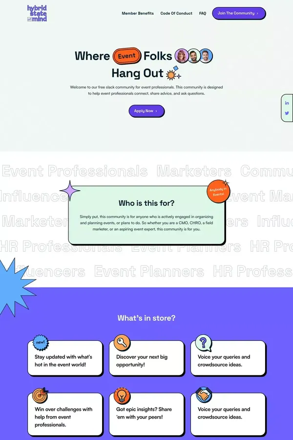 Join Zuddl's Slack Community Created To Help Event Professionals to stay updated - Landing design inspiration