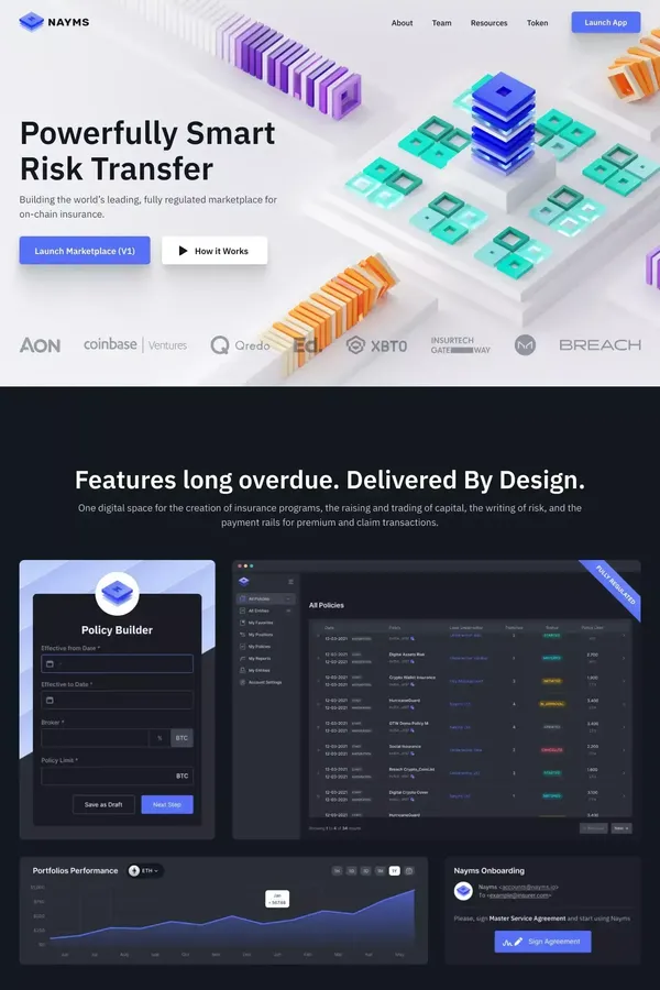 Home — Nayms - Landing design inspiration
