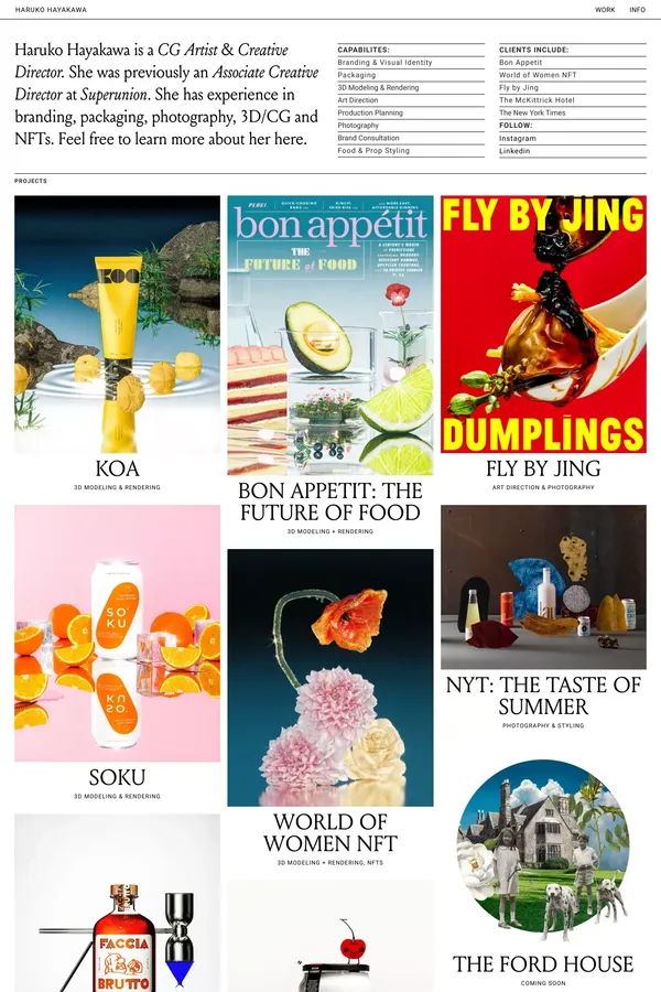 WORK - HARUKO HAYAKAWA - Portfolio design inspiration