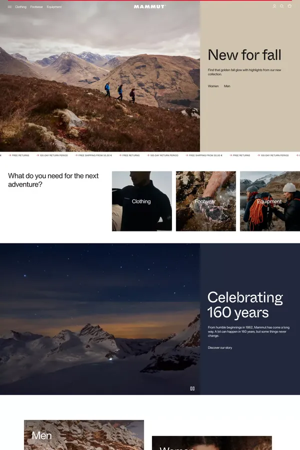 Mammut Online Shop - Ecommerce design inspiration