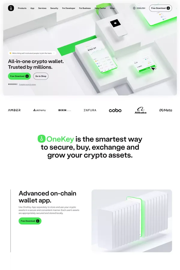 OneKey Wallet | All-in-one crypto wallet trusted by millions. - Landing design inspiration
