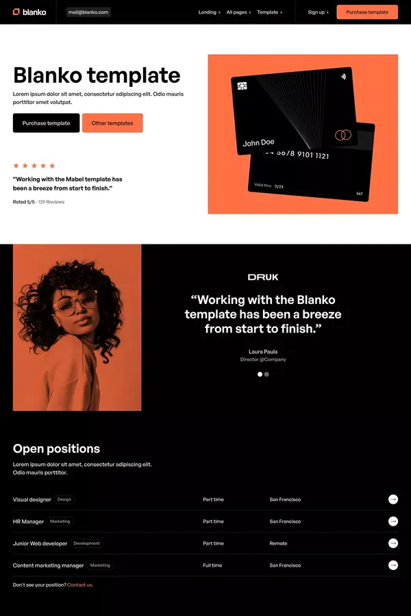 Blanko - Webflow website template - Template design inspiration