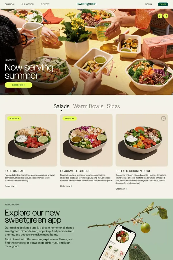 sweetgreen | Inspiring healthier communities - Ecommerce design inspiration