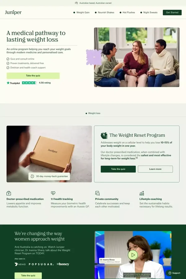 Juniper | Modern Healthcare Treatments For All Women - Landing design inspiration