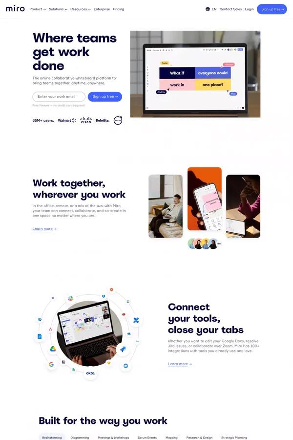 The Visual Collaboration Platform for Every Team | Miro - Landing design inspiration