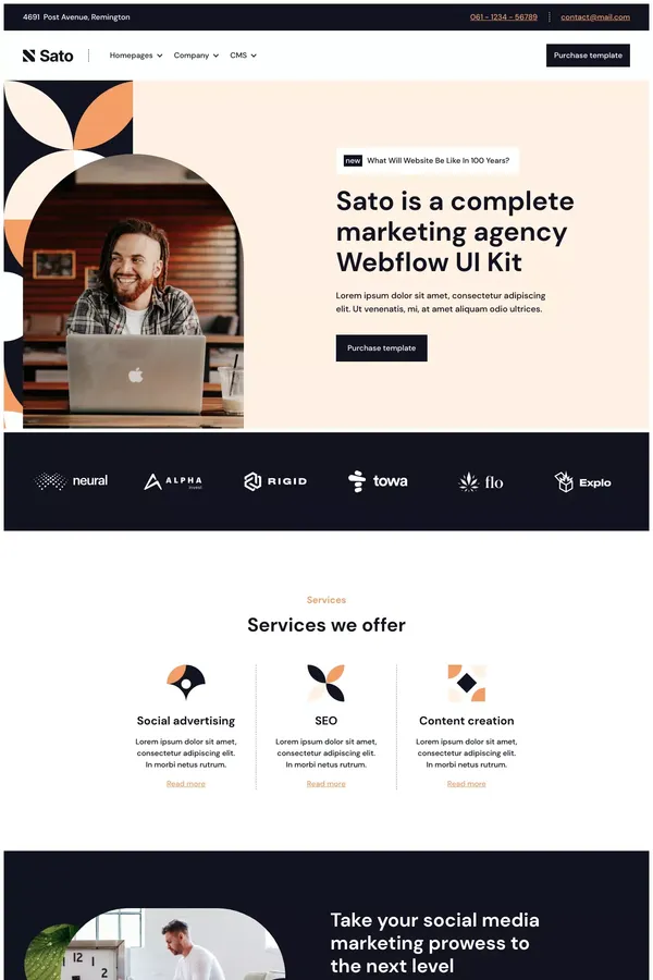 Sato - Webflow HTML website template - Template design inspiration