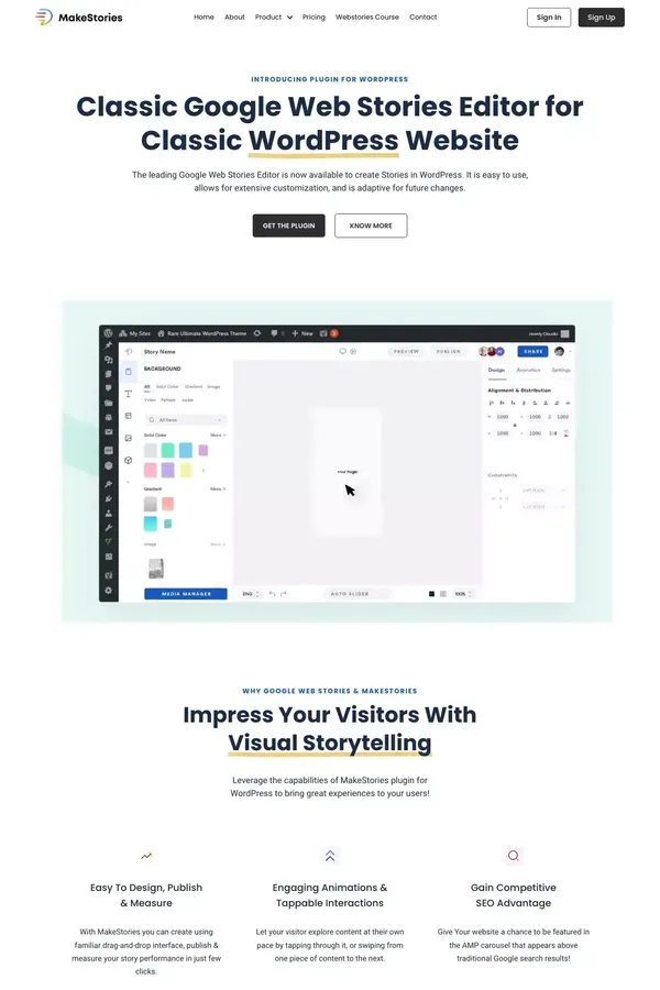 Official Google Web Stories WordPress Plugin - MakeStories - website design inspiration