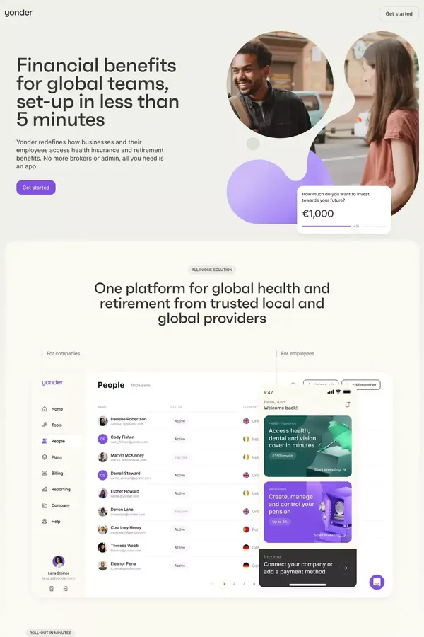 Yonder - Landing design inspiration