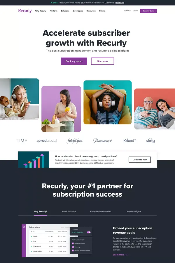 Recurly - Landing design inspiration