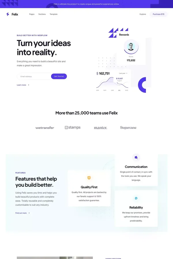 Felix - Webflow HTML website template - Template design inspiration