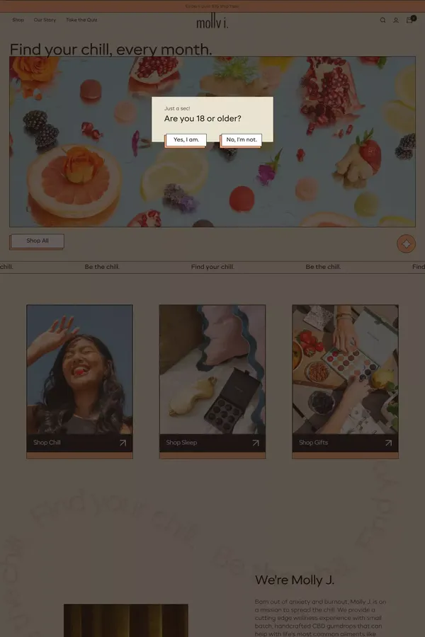 Molly J. CBD | As in life, chill to enjoy - Ecommerce design inspiration