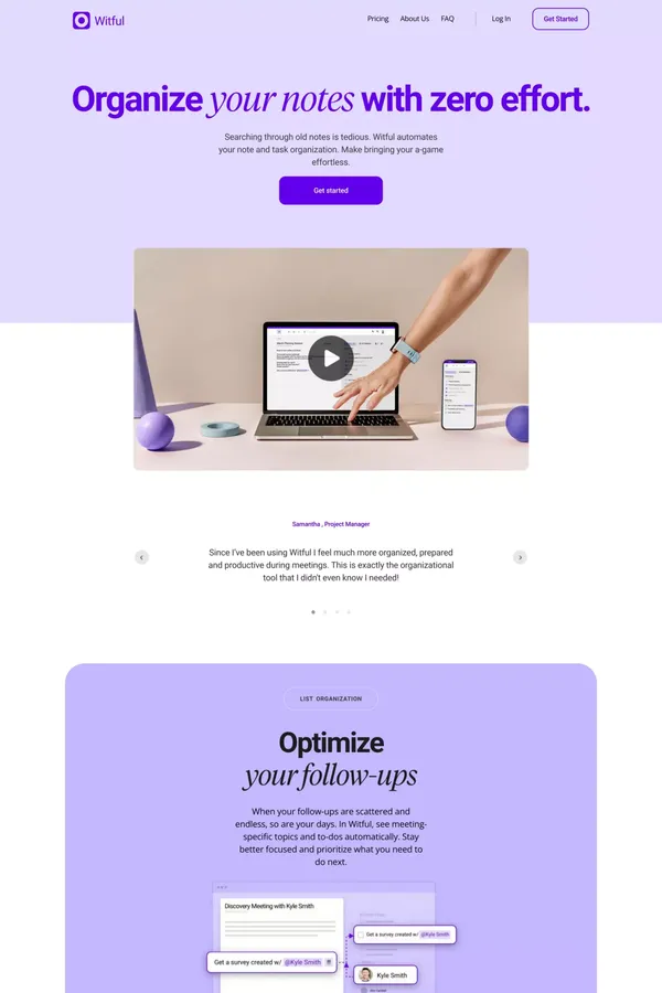 Witful • The calendar-based app that organizes your day - Landing design inspiration