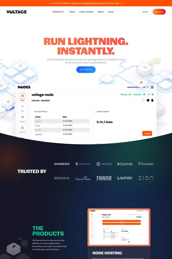 Voltage | Lightning Node & Bitcoin Infrastructure - website design inspiration