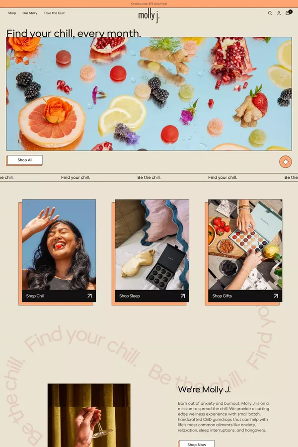 Molly J. CBD | As in life, chill to enjoy - Ecommerce design inspiration