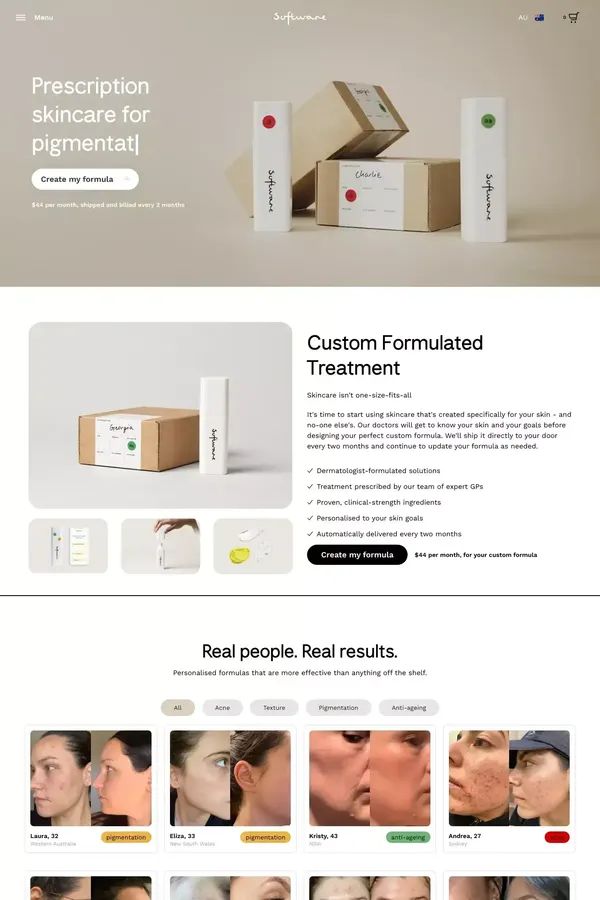 Software – Personalised Prescription Skincare in Australia - Ecommerce design inspiration