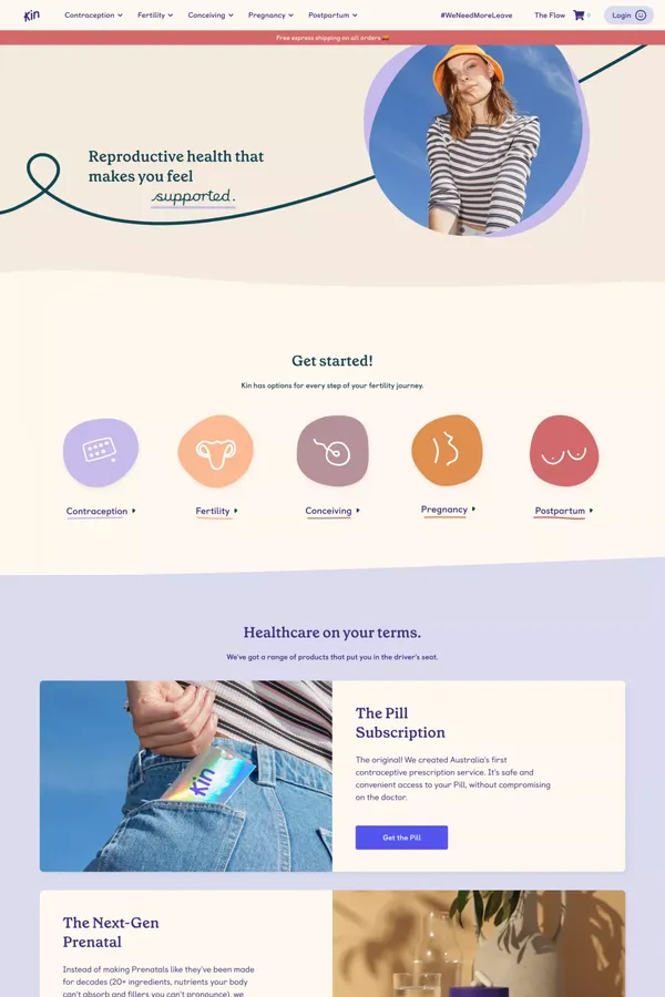 Kin Fertility | Supporting Your Fertility Journey - Ecommerce design inspiration