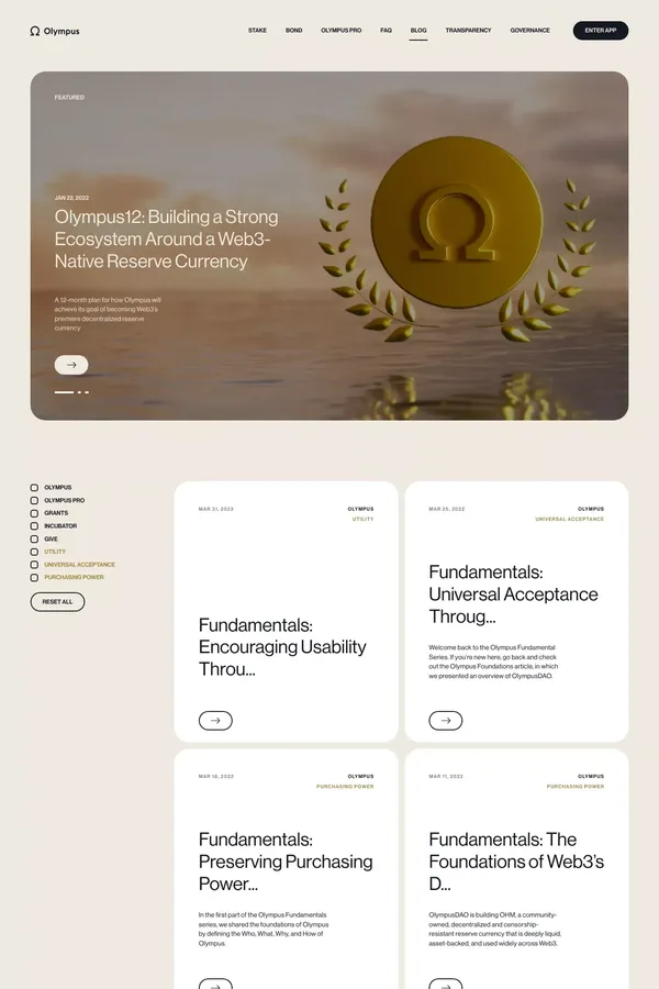 Olympus | Blog - Blog design inspiration