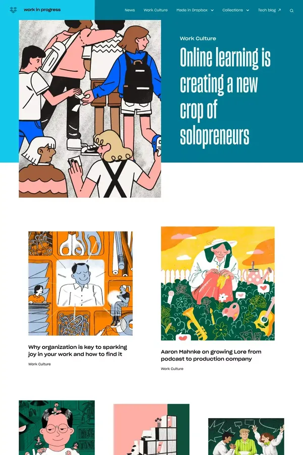 Work in Progress | Dropbox Blog - Blog design inspiration