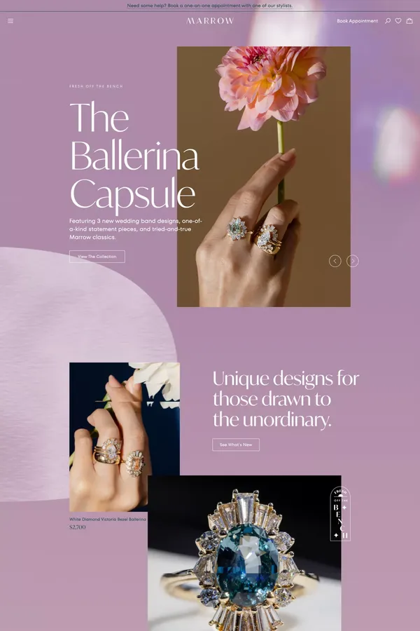 Marrow Fine - Shop Bespoke Fine Jewelry - Ecommerce design inspiration