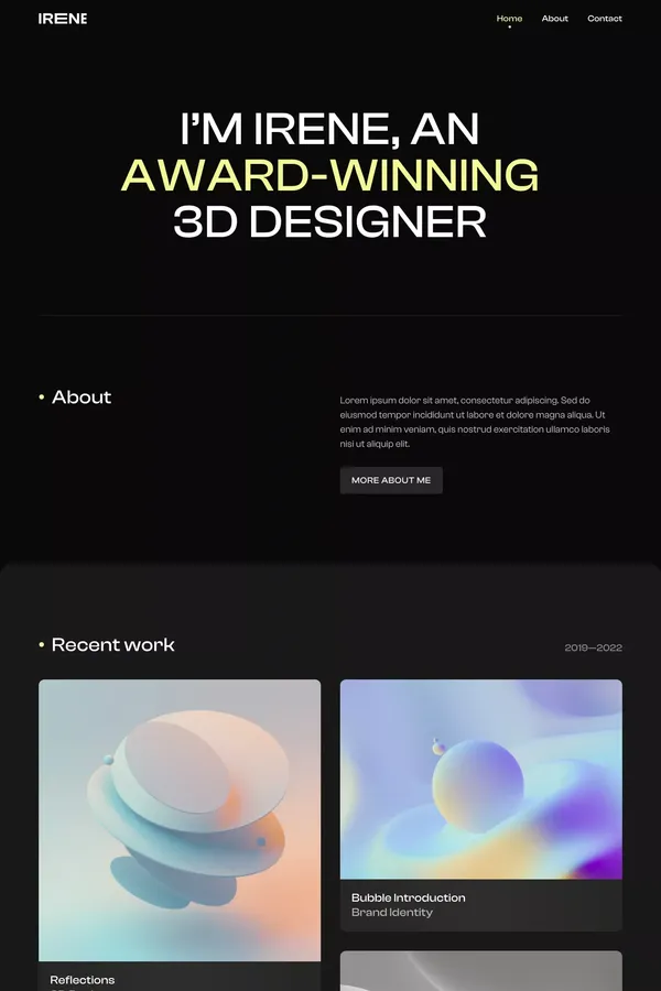 Irene · Webflow website template