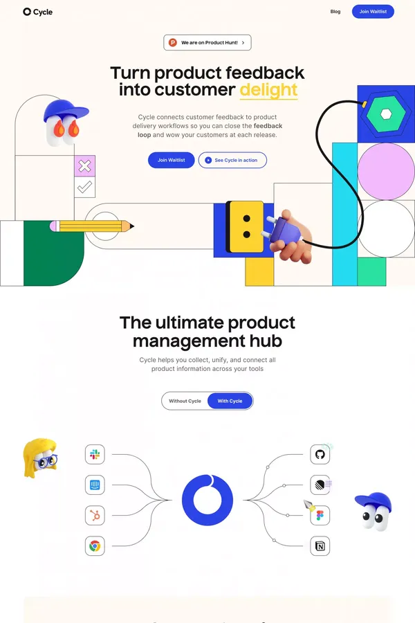Cycle | Turn product feedback into customer love - Landing design inspiration