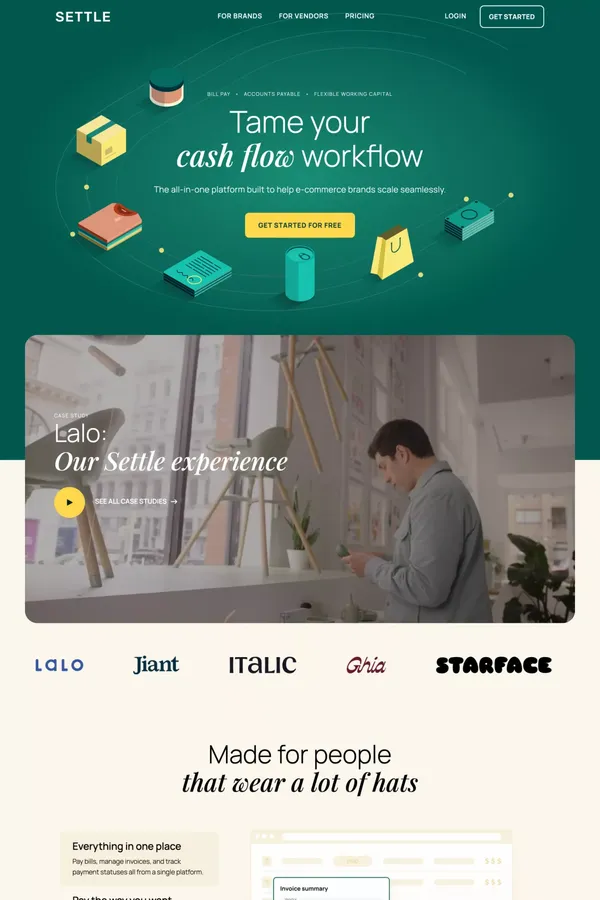 Tame your cash flow workflow - Landing design inspiration