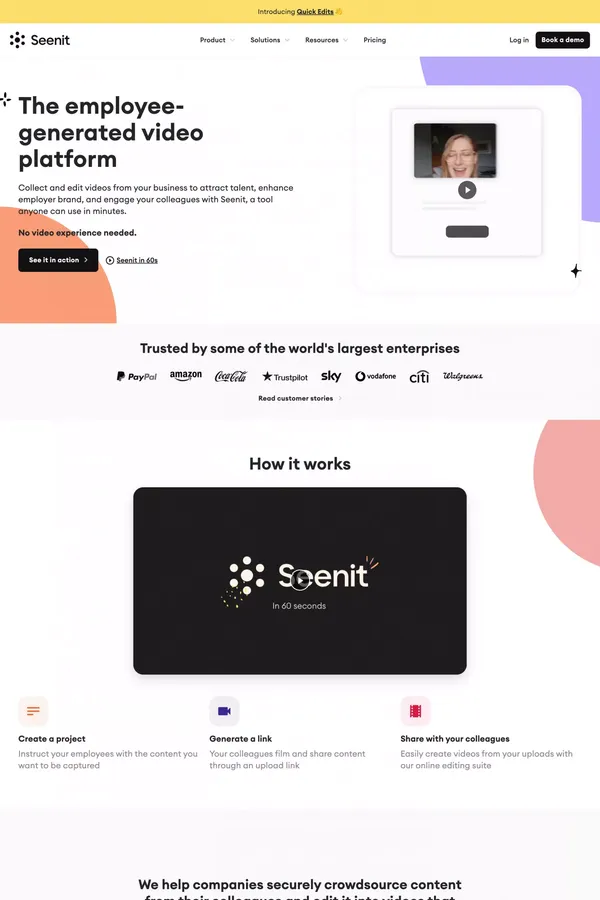 The employee-generated video platform | Seenit - Landing design inspiration