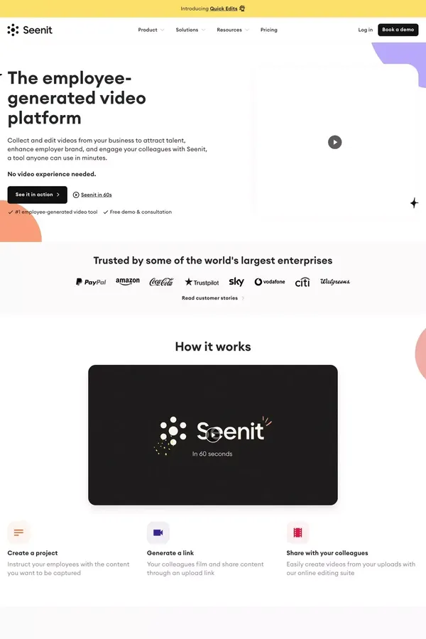 The employee-generated video platform | Seenit - website design inspiration