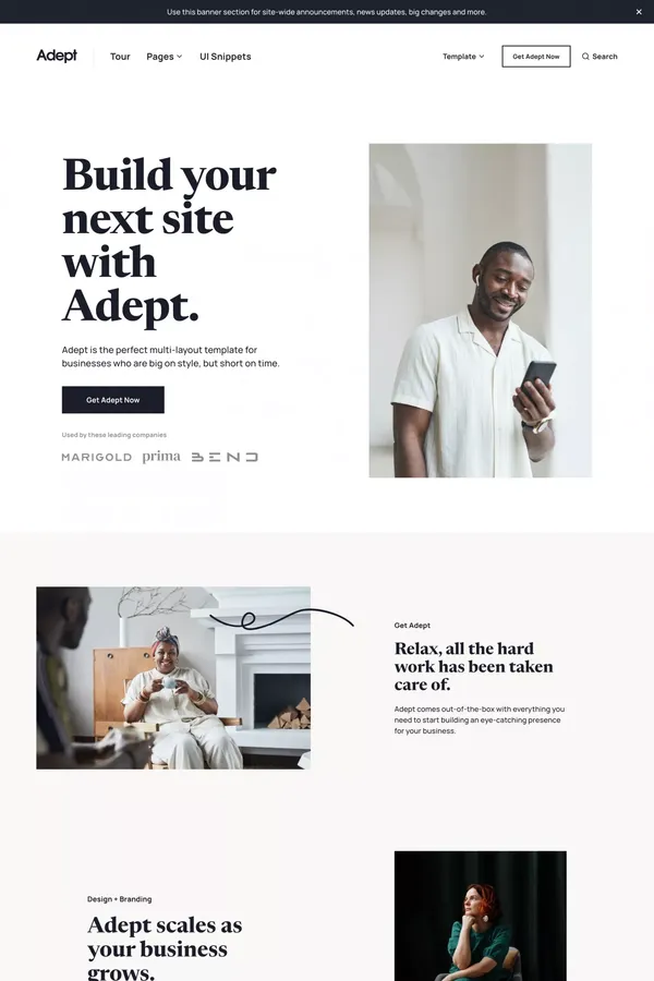 Adept - Webflow HTML Website Template - Template design inspiration