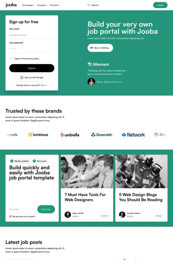 Jooba - Webflow HTML website template - Template design inspiration