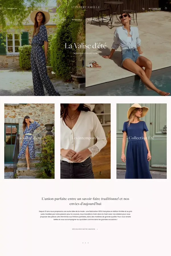 Atelier Camille – Des créations emblématiques à l’allure épurée et l’élégance simple - Ecommerce design inspiration